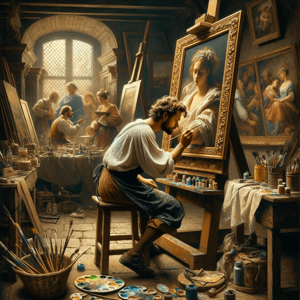 Pintor realizando una copia