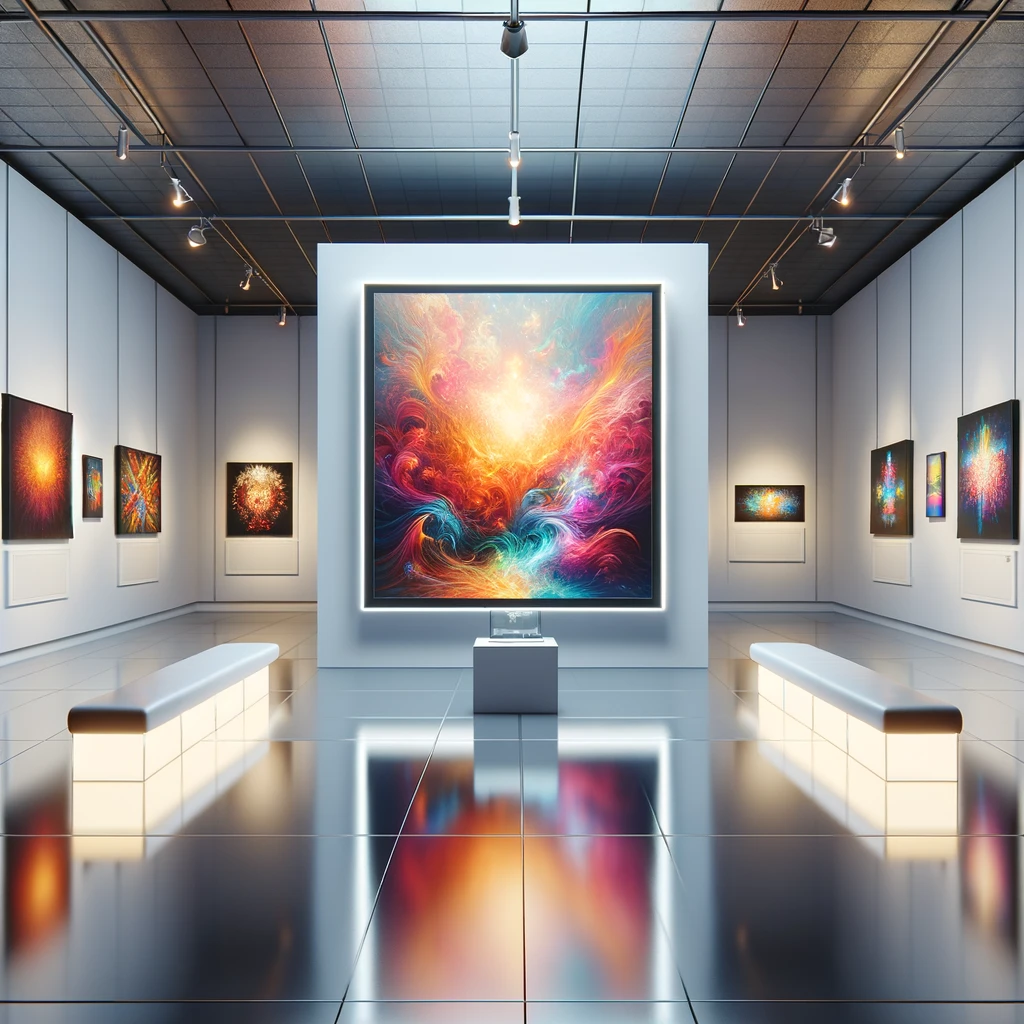 Imagen de una obra de arte digital en un museo